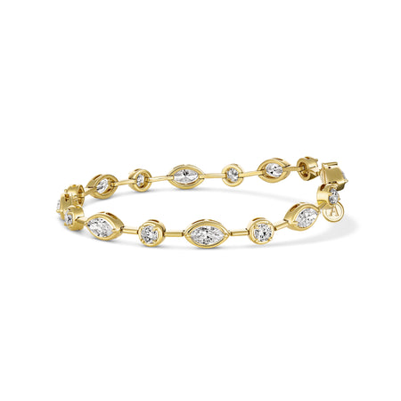 Riviera Luminous Multi Shape Diamond Bezel Set Bracelet | 18K Yellow Gold