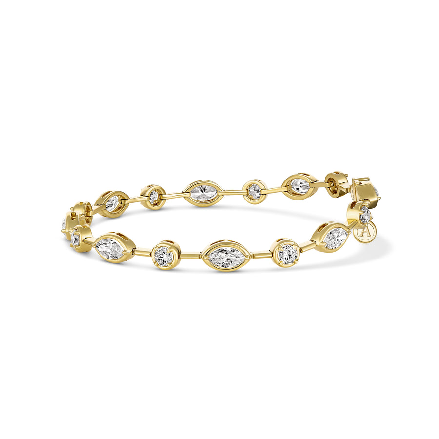 Riviera Luminous Multi Shape Diamond Bezel Set Bracelet | 18K Yellow Gold