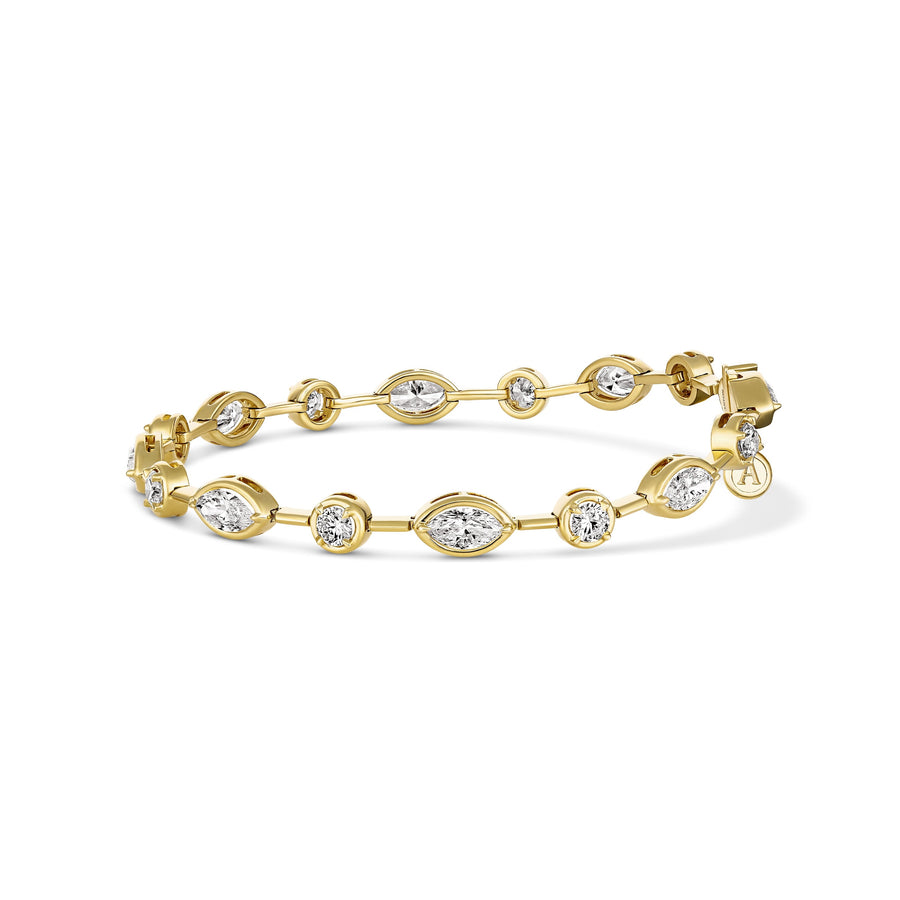 Riviera Luminous Multi Shape Diamond Bezel Set Bracelet | 18K Yellow Gold