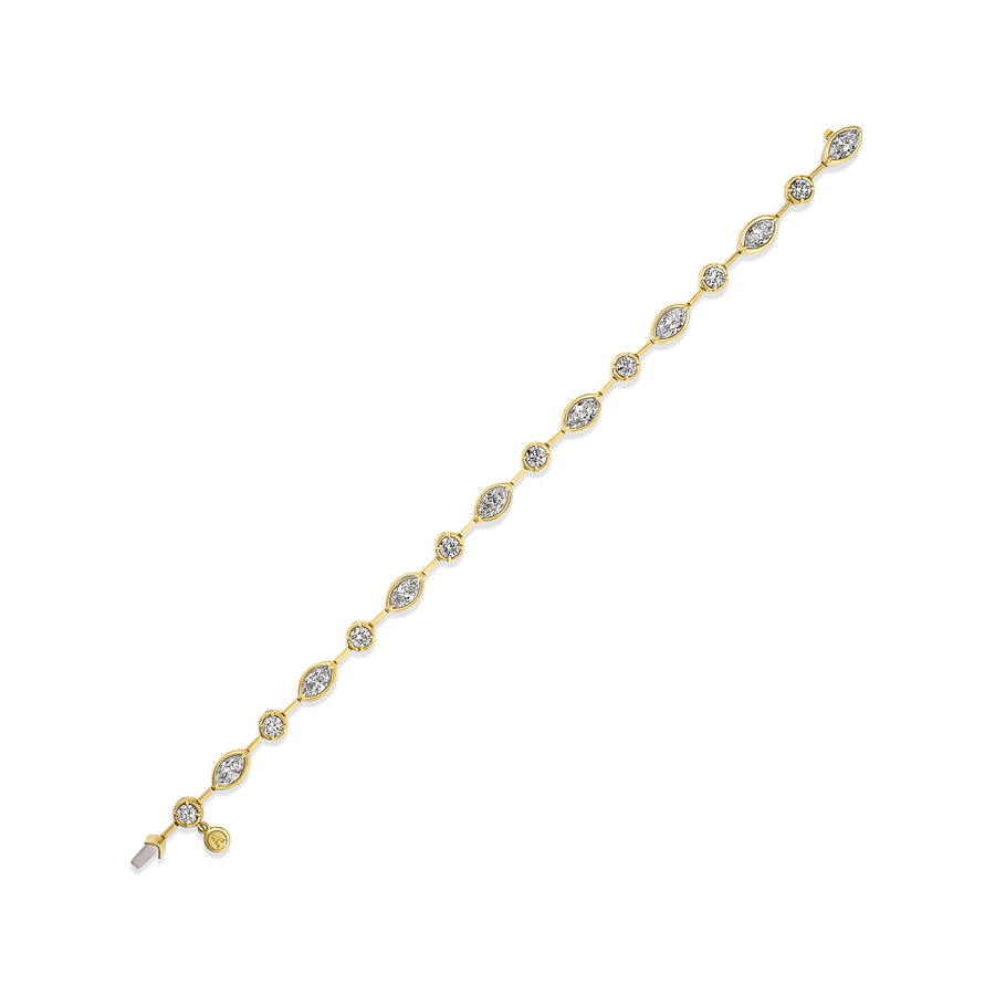 Riviera Luminous Multi Shape Diamond Bezel Set Bracelet | 18K Yellow Gold