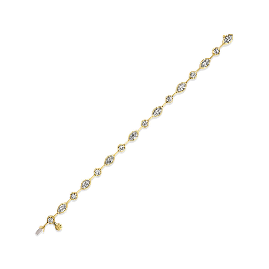 Riviera Luminous Multi Shape Diamond Bezel Set Bracelet | 18K Yellow Gold