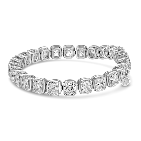 Riviera Luminous Cushion Cut Natural Diamond Bracelet | Platinum