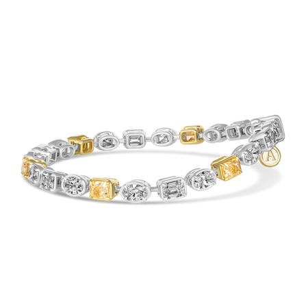 Riviera Luminous Multi-Shape White and Yellow Natural Diamond Bracelet | 18k White & Yellow Gold