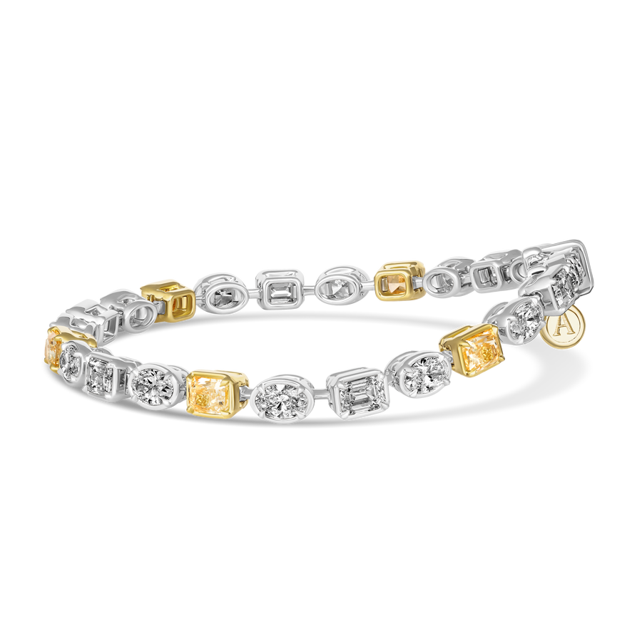 Riviera Luminous Multi-Shape White and Yellow Natural Diamond Bracelet | 18k White & Yellow Gold