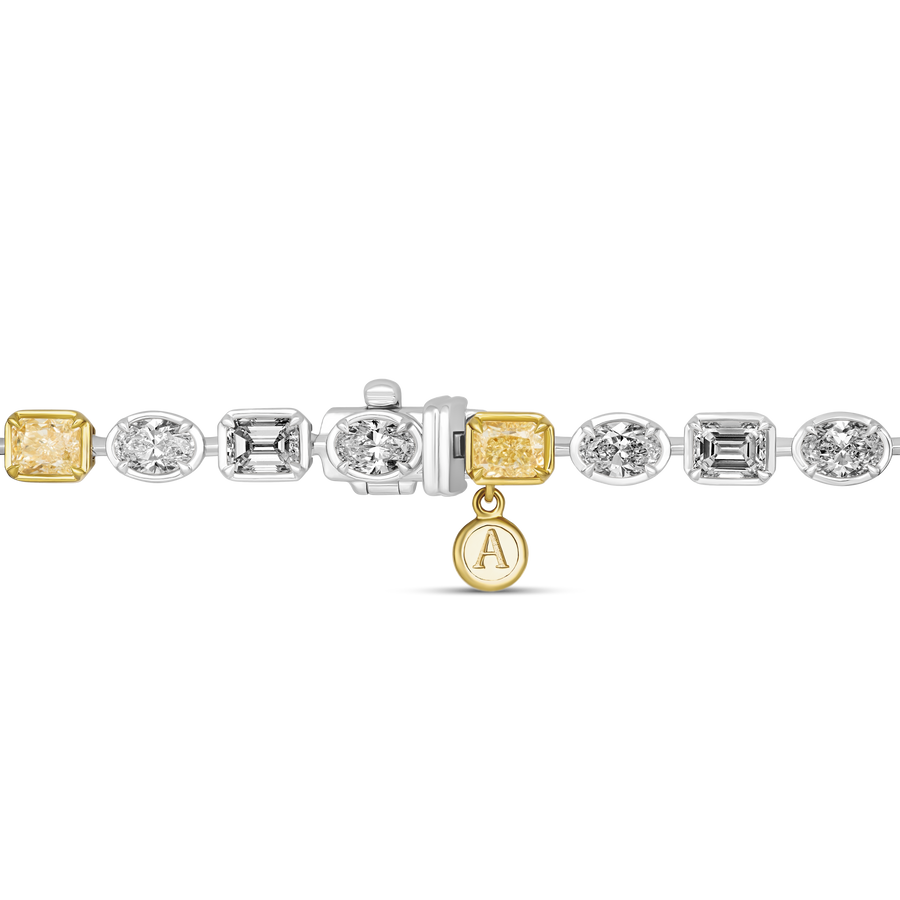 Riviera Luminous Multi-Shape White and Yellow Natural Diamond Bracelet | 18k White & Yellow Gold