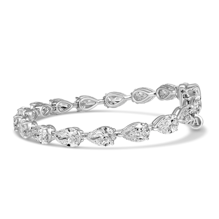 Riviera High Jewellery Pear Brilliant Cut Diamond Tennis Bracelet | 18K White Gold