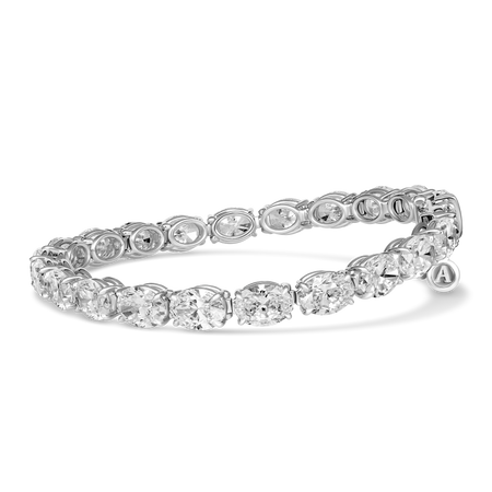 Riviera High Jewellery Oval Cut Natural Diamond Tennis Bracelet | 18K White Gold