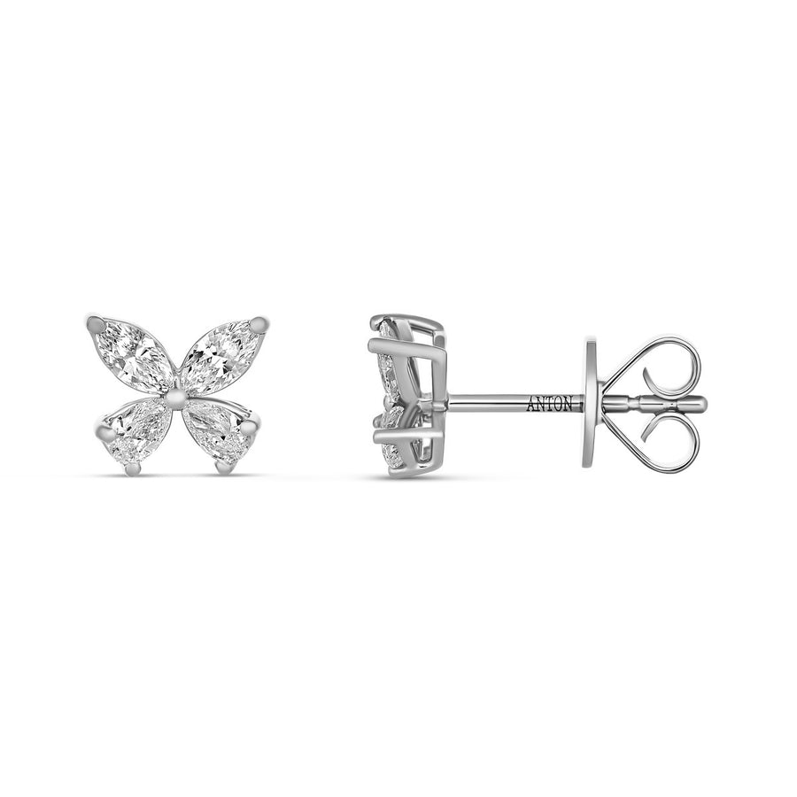 Riviera Cannes Floral Diamond Earrings | 18K White Gold