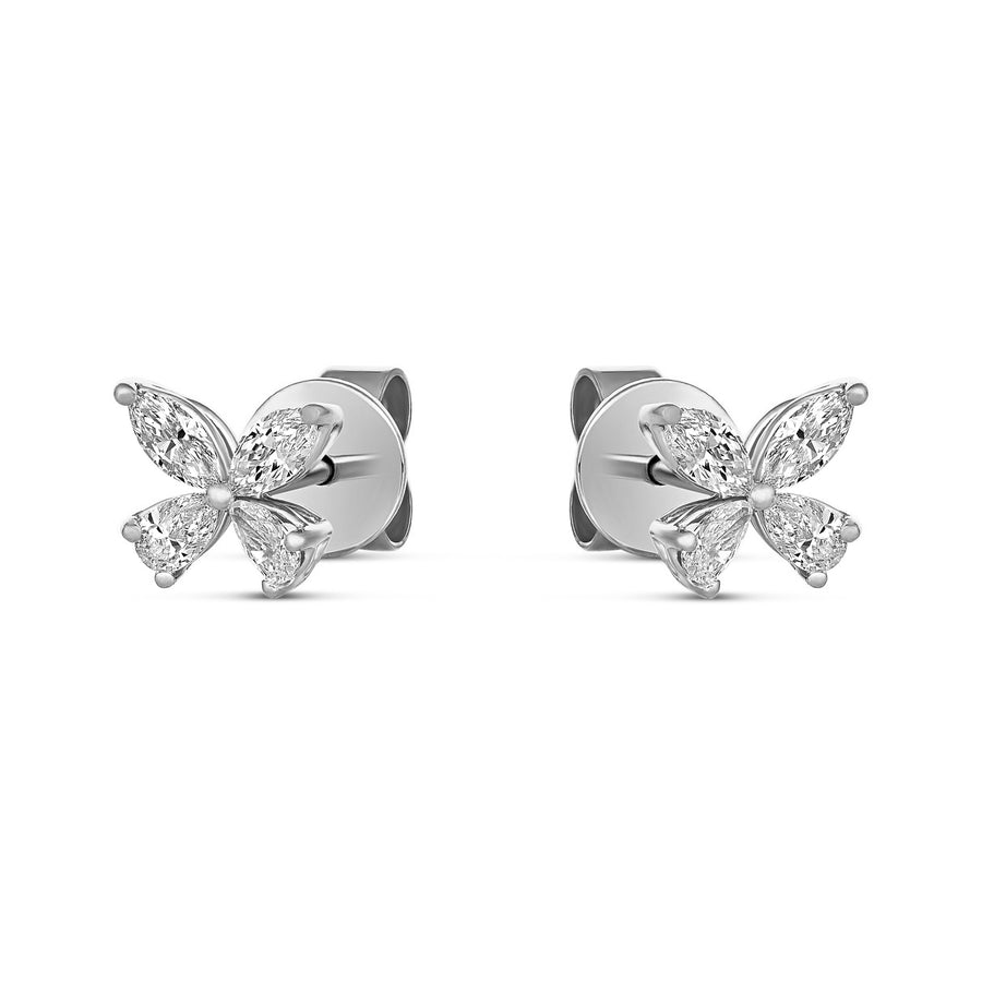 Riviera Cannes Floral Diamond Earrings | 18K White Gold