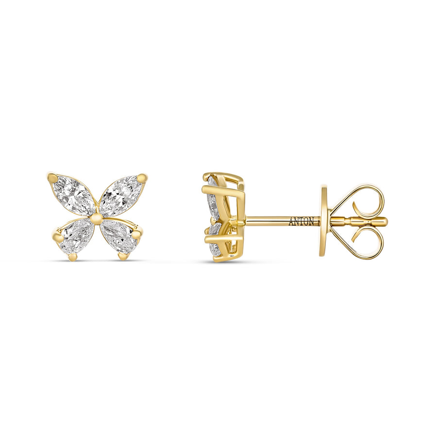 Riviera Cannes Floral Diamond Earrings | 18K Yellow Gold