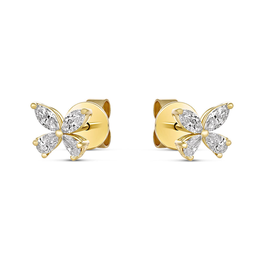 Riviera Cannes Floral Diamond Earrings | 18K Yellow Gold