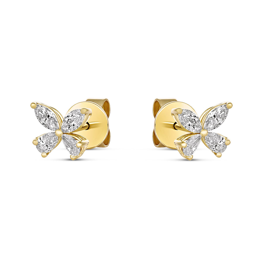 Riviera Cannes Floral Diamond Earrings | 18K Yellow Gold