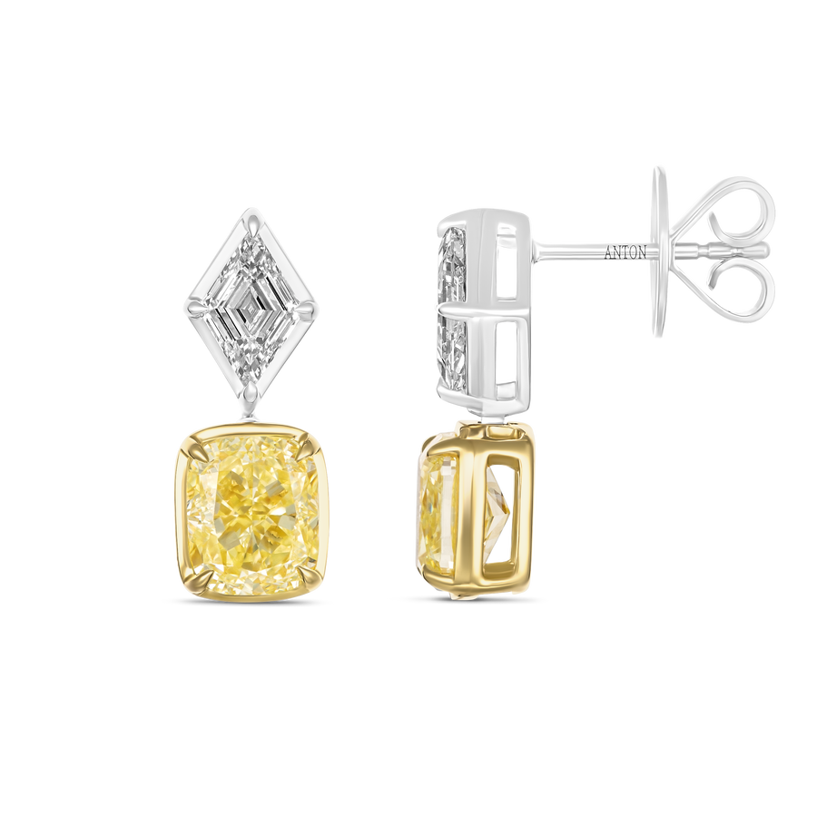 Riviera Luminous Two-Tone Diamond Drop Earrings | Platinum/18k Yellow Gold