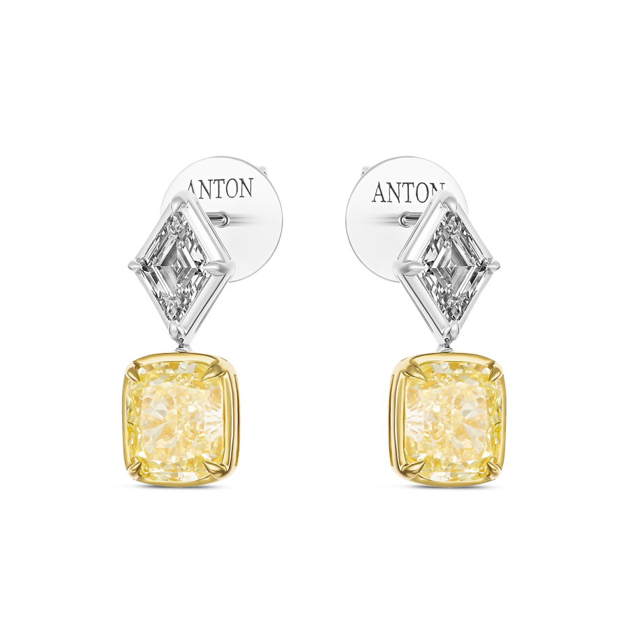 Riviera Luminous Two-Tone Diamond Drop Earrings | Platinum/18k Yellow Gold