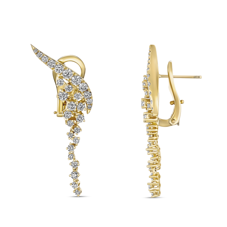 Galaxy Cosmic Natural Diamond Drop Earrings | 18K Yellow Gold