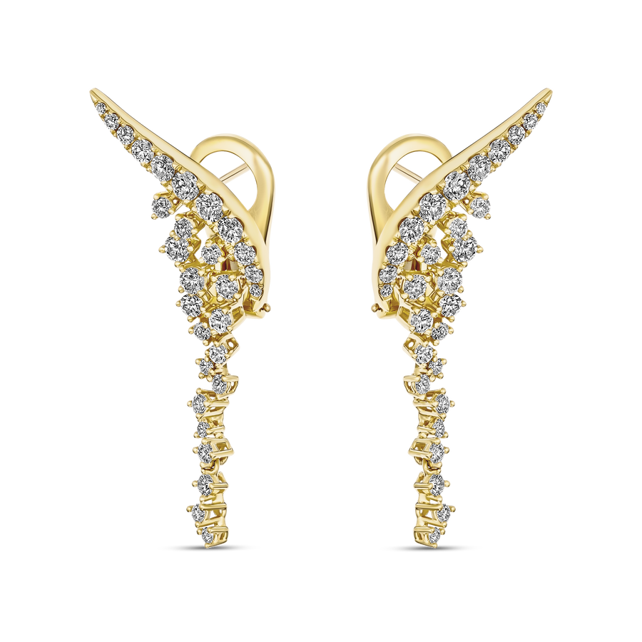 Galaxy Cosmic Natural Diamond Drop Earrings | 18K Yellow Gold