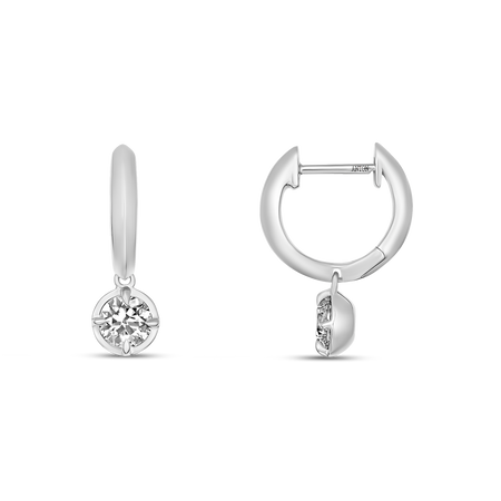 Luminous Natural Diamond Drop Huggie Earring Small | 18K White Gold