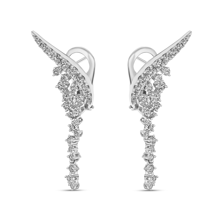 Galaxy Cosmic Natural Diamond Drop Earrings | 18K White Gold