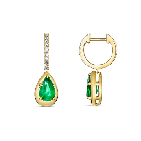 Riviera Luminous Emerald Pear Drop Earrings | 18K Yellow Gold