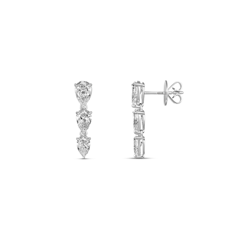 Riviera Pear Brilliant Cut Diamond Drop Earrings | 18K White Gold