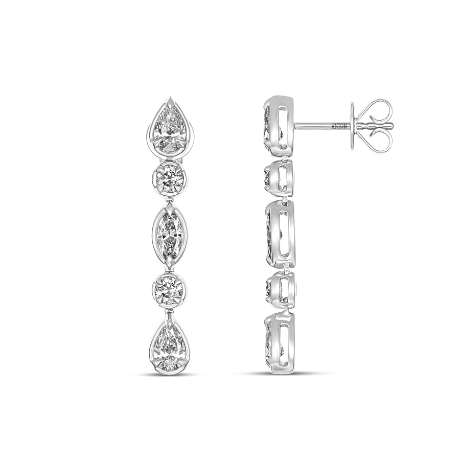 Riviera Luminous Diamond Drop Earrings | 18k White Gold