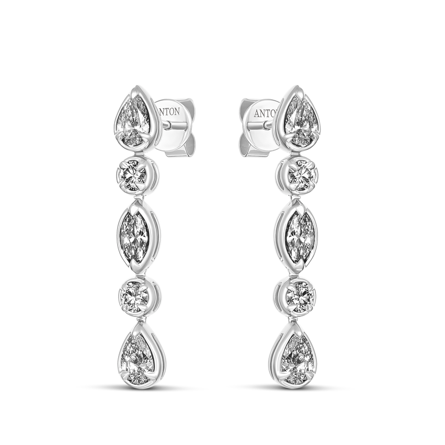 Riviera Luminous Diamond Drop Earrings | 18k White Gold