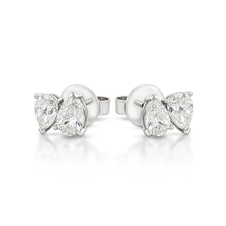 Riviera Pear Shaped Toi et Moi Diamond Studs | 18K White Gold