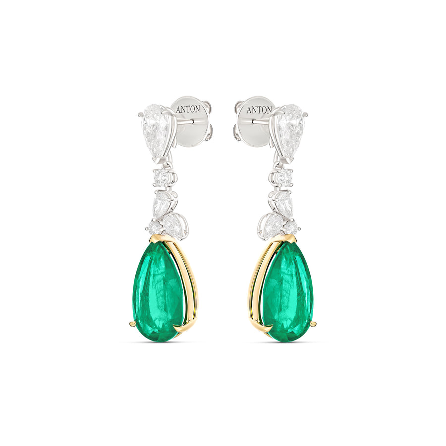 Riviera Cannes Emerald and Diamond Drop Earrings