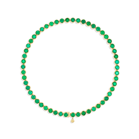 Riviera Luminous Round Cut Natural Emerald Necklace | 18K Yellow Gold