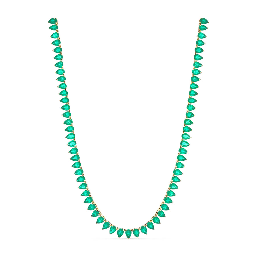 Riviera Pear Cut Emerald Gemstone Necklace | Yellow Gold