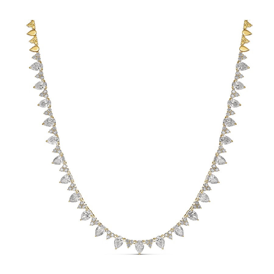 Riviera Pear Cut Diamond Necklace | 18K Yellow Gold