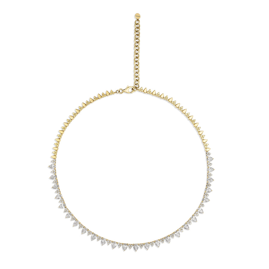 Riviera Pear Cut Diamond Necklace | 18K Yellow Gold