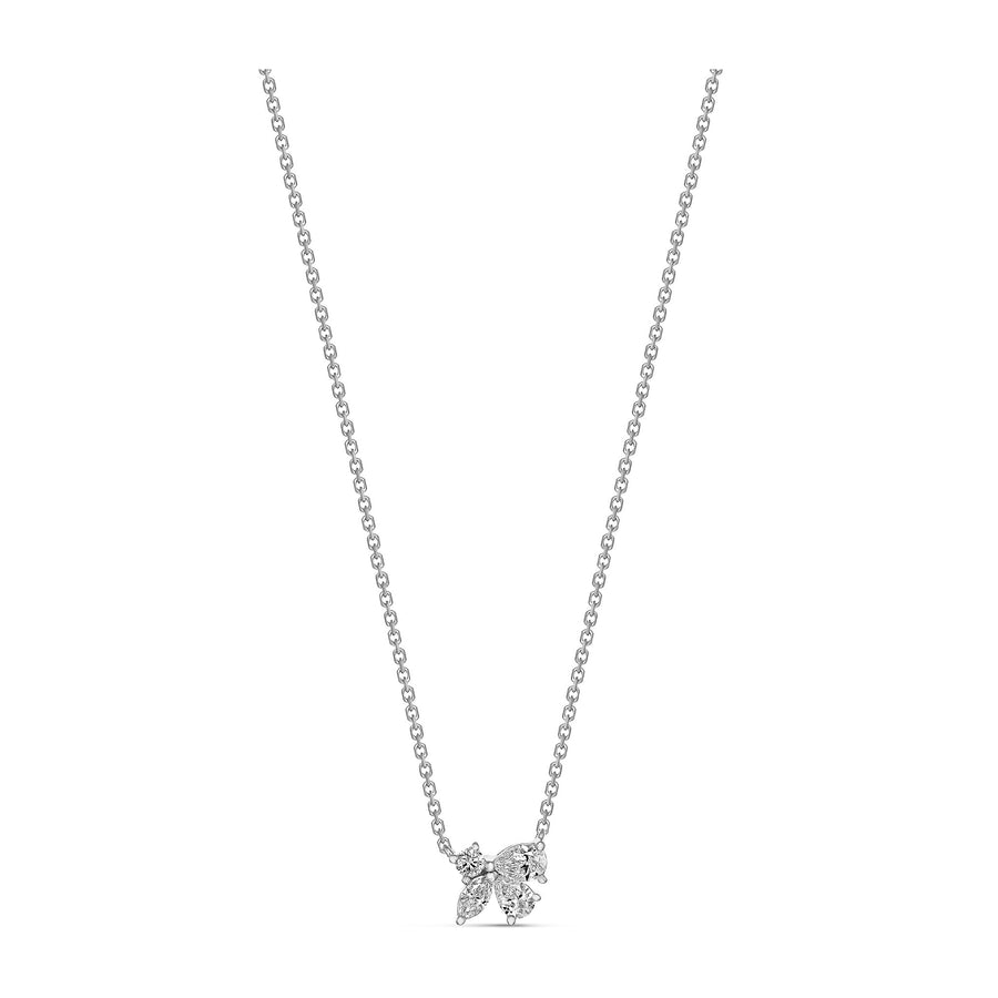 Riviera Cannes Flutter Diamond Cluster Pendant Necklace | 18K White Gold