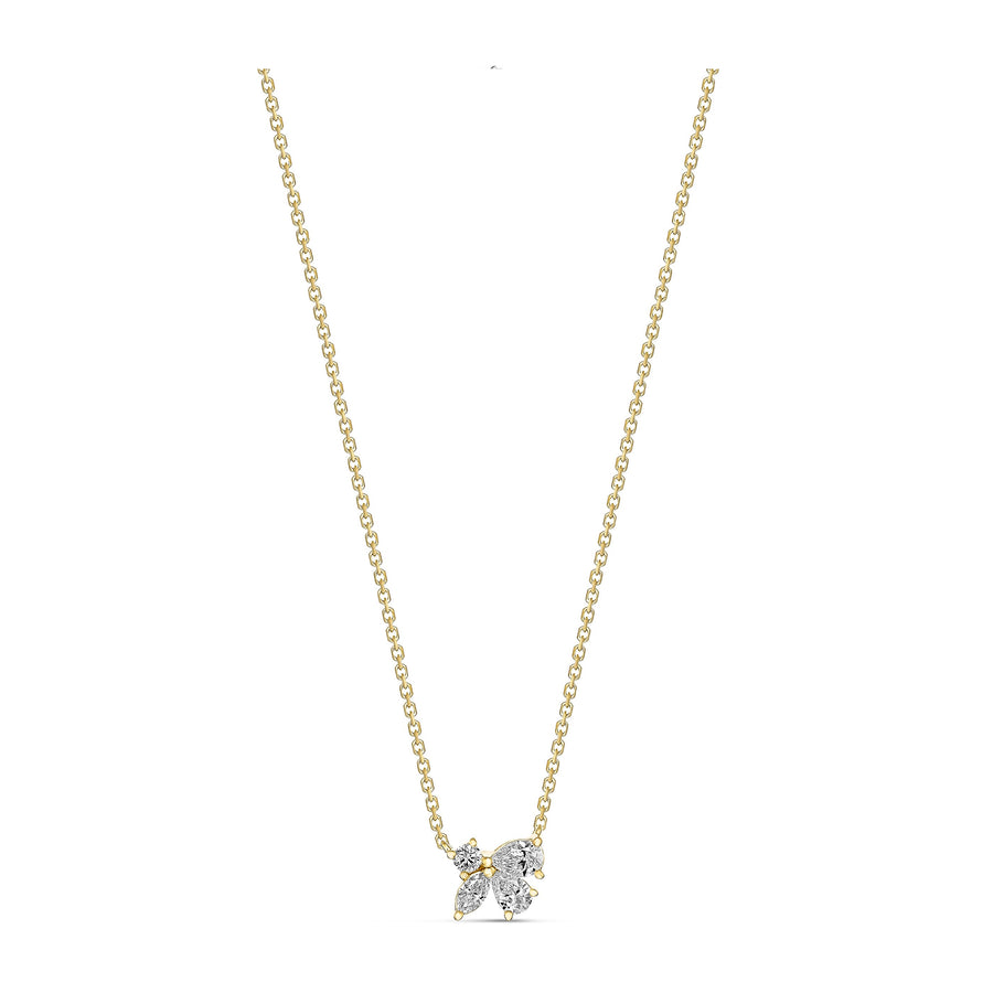 Riviera Cannes Flutter Diamond Cluster Pendant Necklace | 18K Yellow Gold