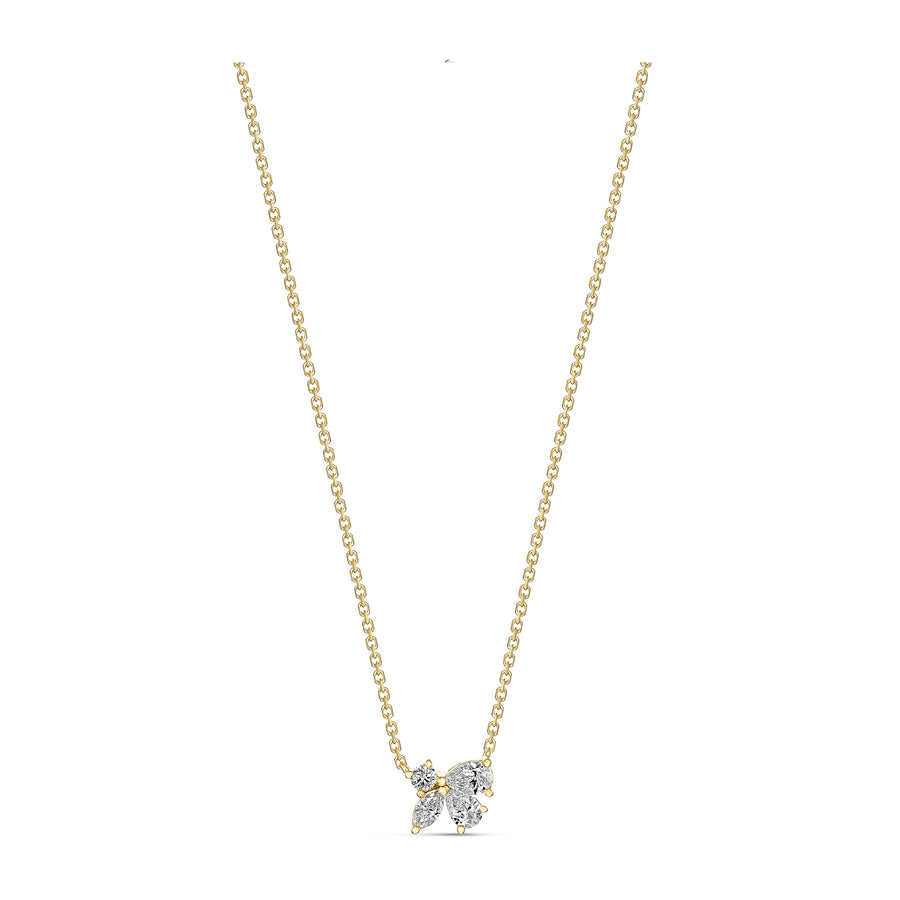 Riviera Cannes Flutter Diamond Cluster Pendant Necklace | 18K Yellow Gold