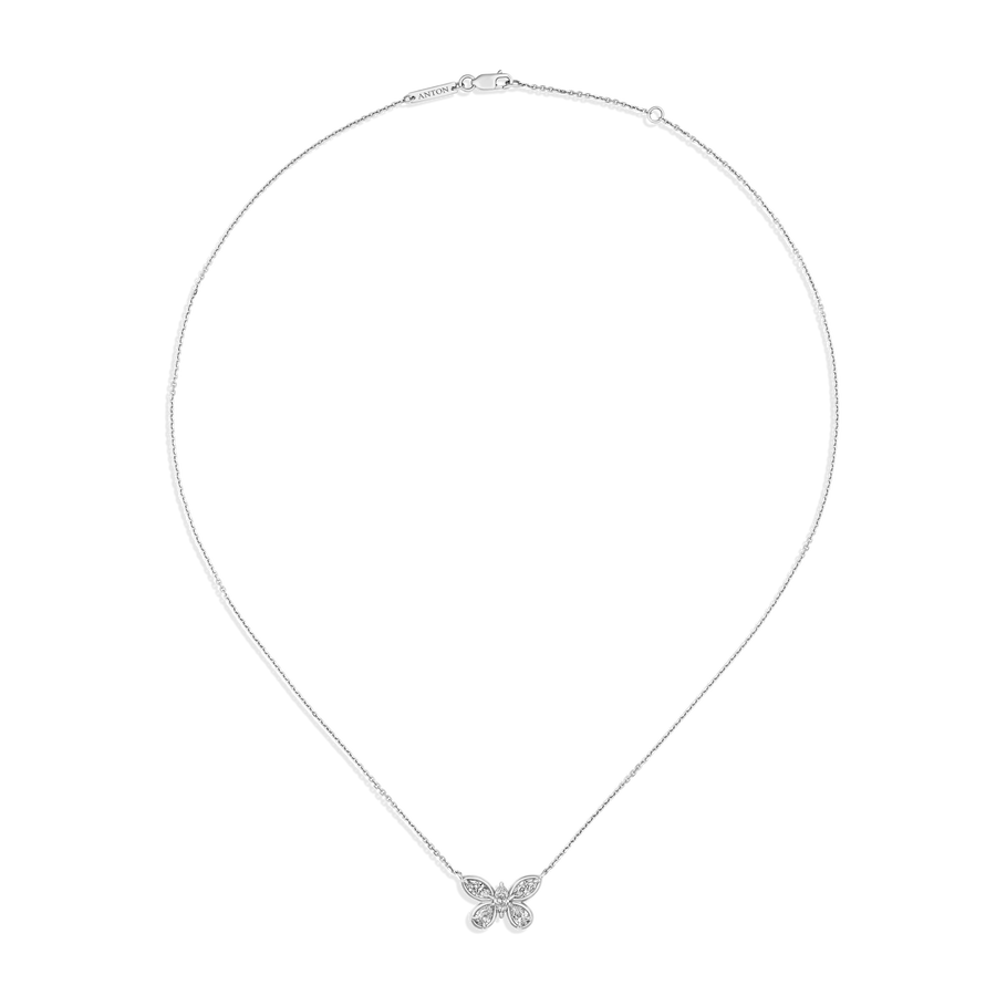 Riviera Luminous Small Diamond Butterfly Pendant Necklace | 18k White Gold