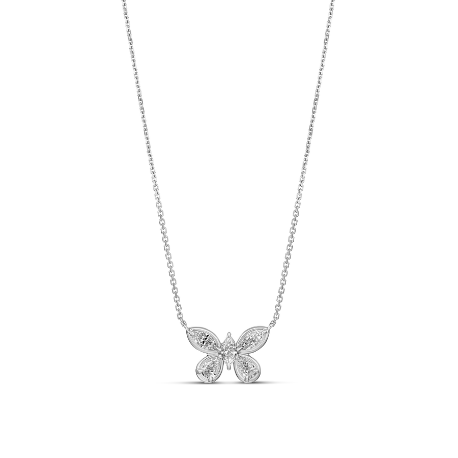 Riviera Luminous Small Diamond Butterfly Pendant Necklace | 18k White Gold