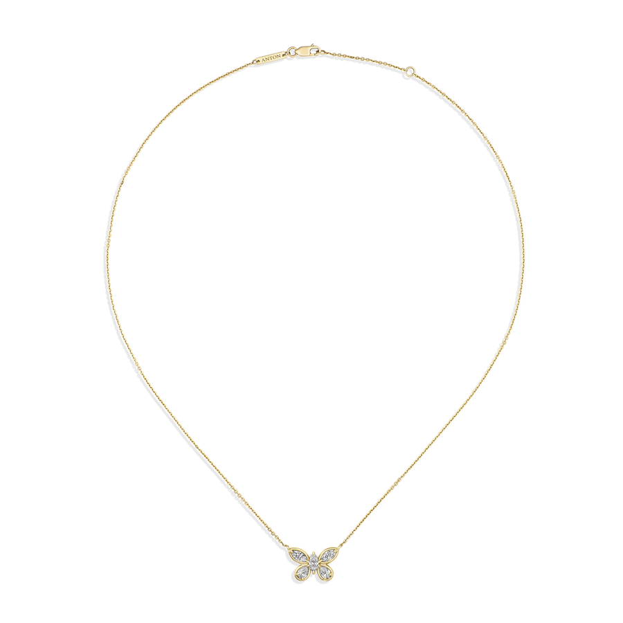 Riviera Luminous Large Diamond Butterfly Pendant Necklace | 18k Yellow Gold