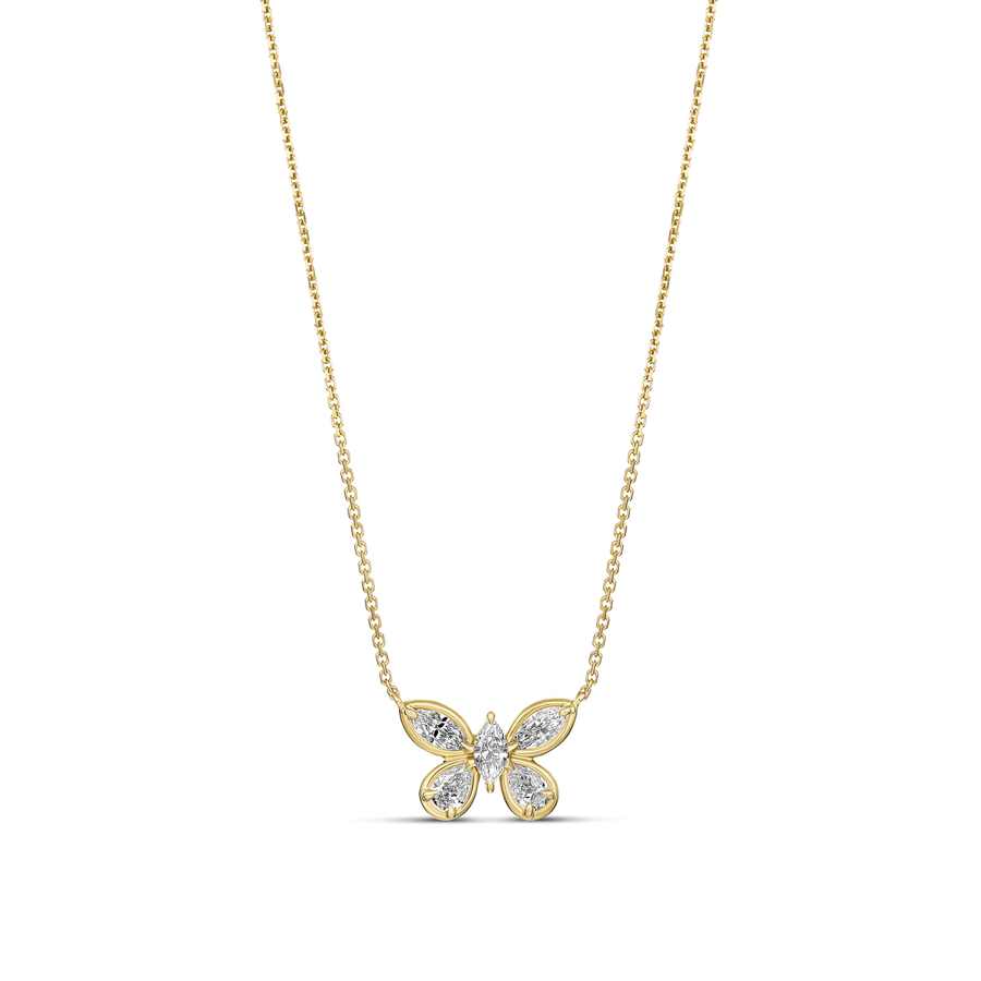 Riviera Luminous Large Diamond Butterfly Pendant Necklace | 18k Yellow Gold