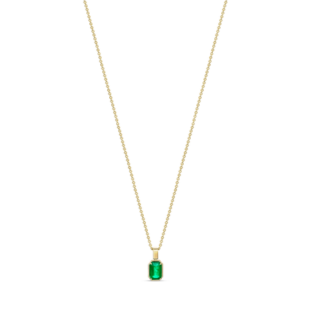 Riviera Luminous Octagon Natural Emerald Bezel Pendant Necklace | 18K Yellow Gold