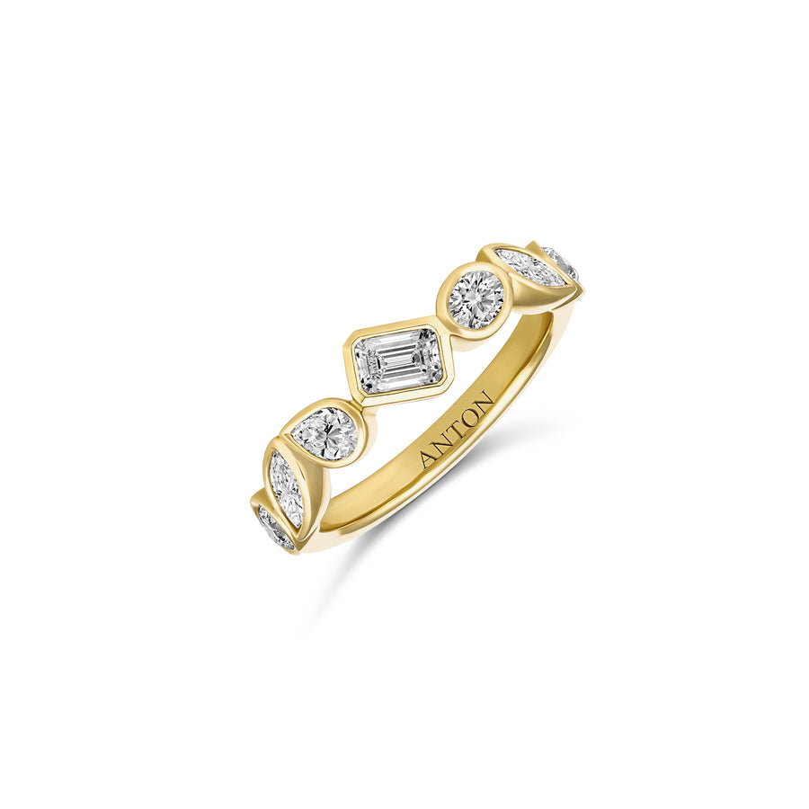 Riviera Multi-Shape Bezel Set Diamond Ring | 18K Yellow Gold