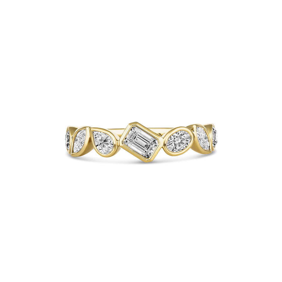 Riviera Multi-Shape Bezel Set Diamond Ring | 18K Yellow Gold