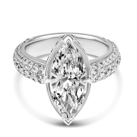 Riviera Luminous Pavé Marquise Natural Diamond Ring | Platinum