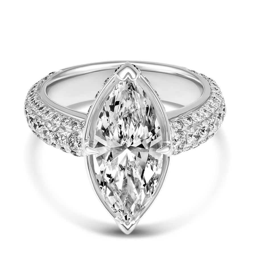 Riviera Luminous Pavé Marquise Natural Diamond Ring | Platinum