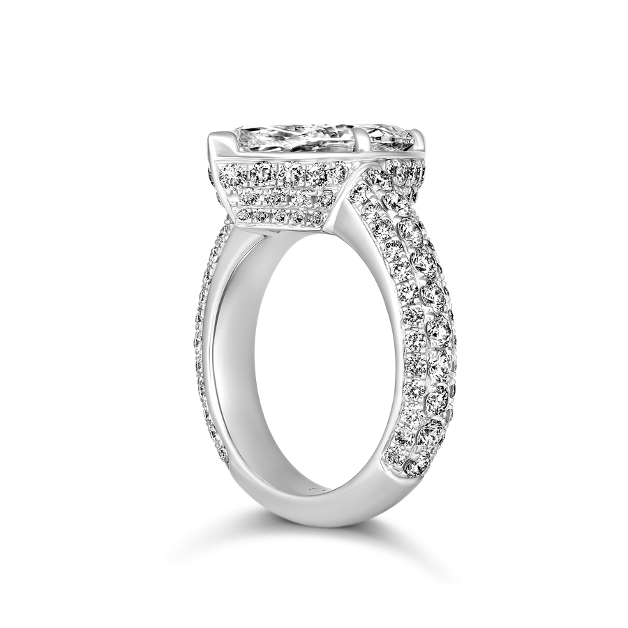 Riviera Luminous Pavé Marquise Natural Diamond Ring | Platinum