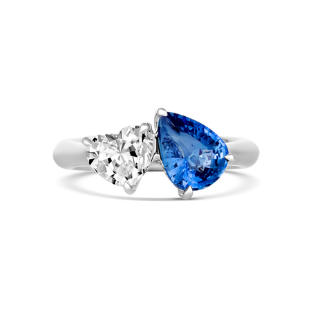 Riviera Toi Et Moi Sapphire and Diamond Ring | Platinum