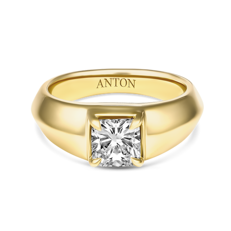 Riviera Luminous Cushion Natural Diamond Ring | 18k Yellow Gold