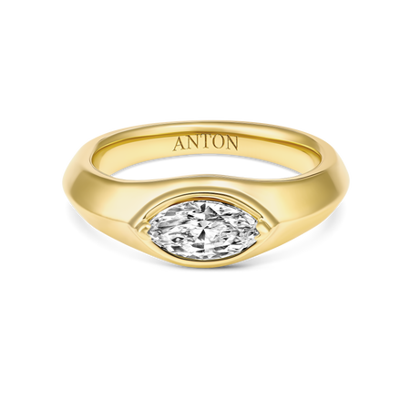 Riviera Luminous Marquise Natural Diamond Ring | 18K Yellow Gold