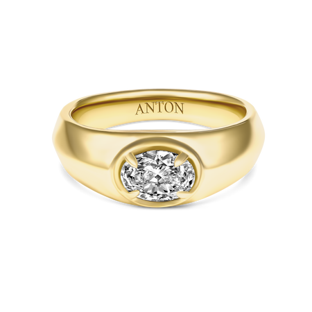 Riviera Luminous Oval East-West Natural Diamond Ring | 18K Yellow Gold