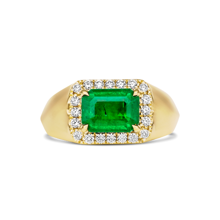 Riviera Luminous Octagon Natural Emerald and Diamond | 18K Yellow Gold